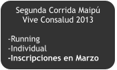Segunda Corrida Maipú Vive Consalud 2013  -Running -Individual -Inscripciones en Marzo