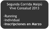 Segunda Corrida Maipú Vive Consalud 2013  -Running -Individual -Inscripciones en Marzo